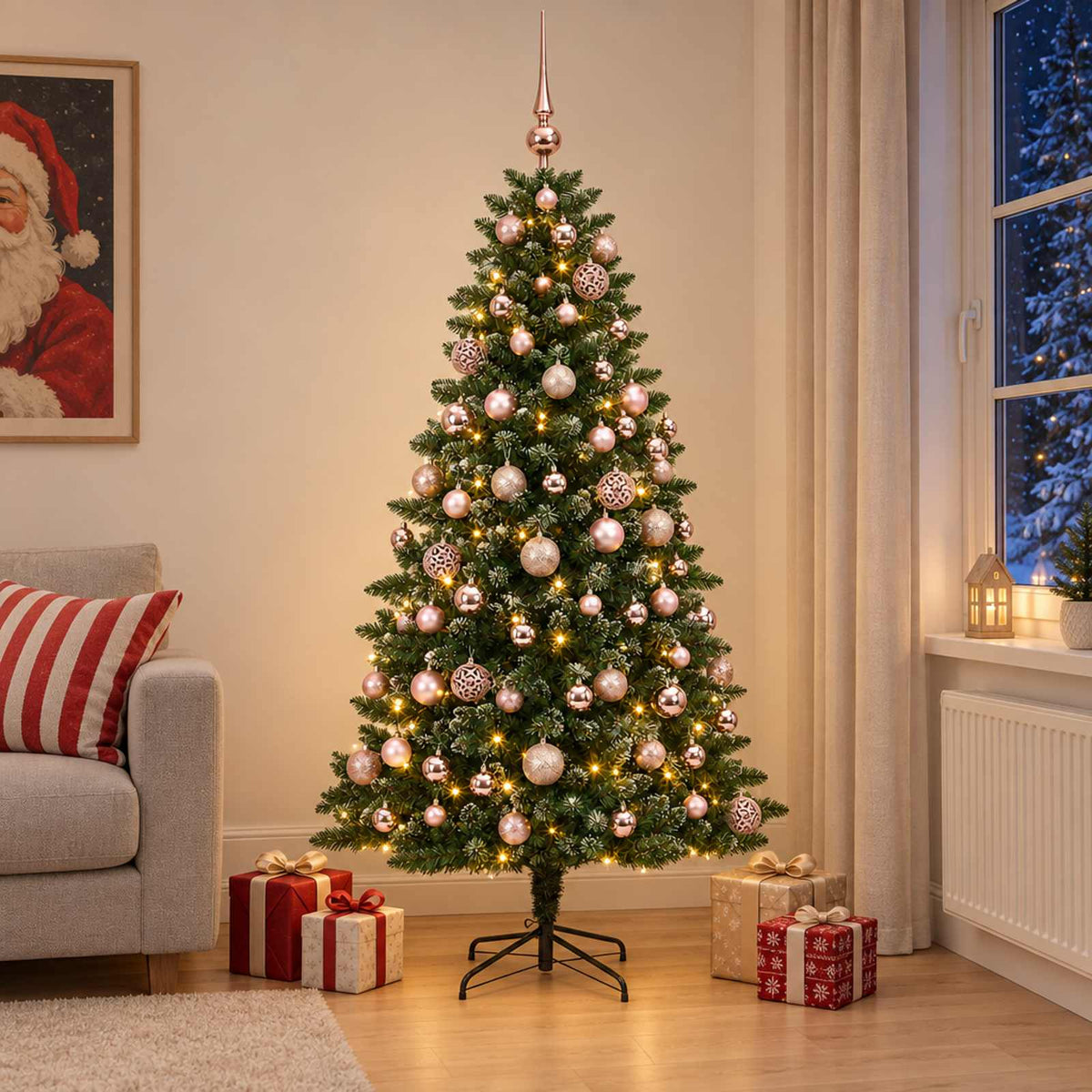 Dirbtinė Kalėdų eglutė su burbulais 180 cm 300 LED Šilta balta