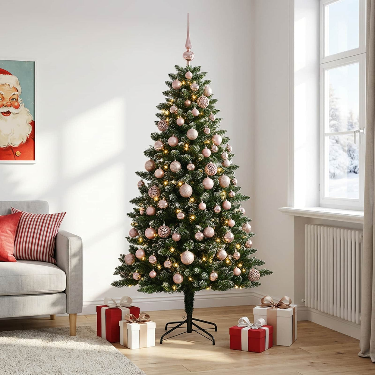 Dirbtinė Kalėdų eglutė su burbulais 180 cm 300 LED Šilta balta