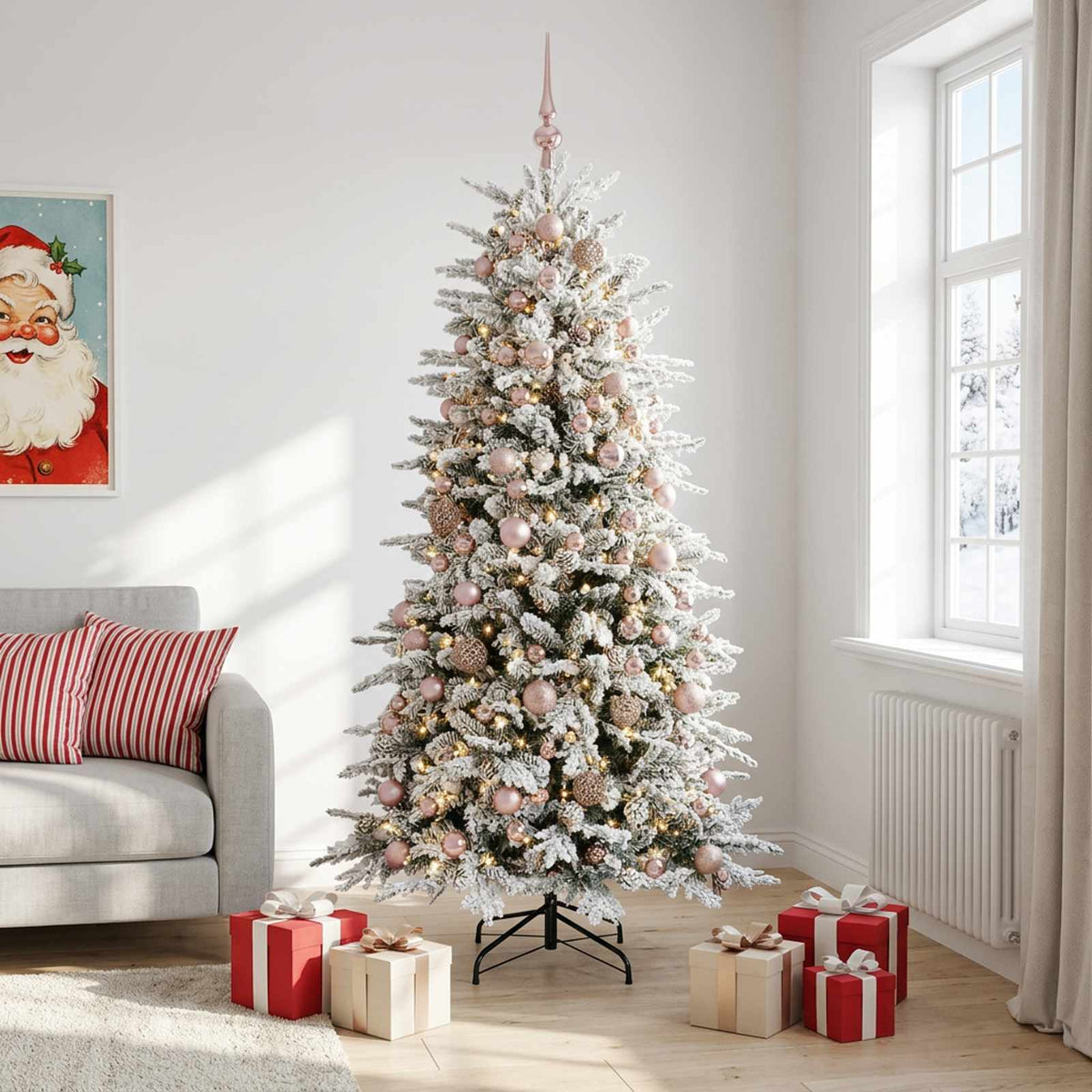 Dirbtinė Kalėdų eglutė su burbulais 210 cm 300 LED Šilta balta