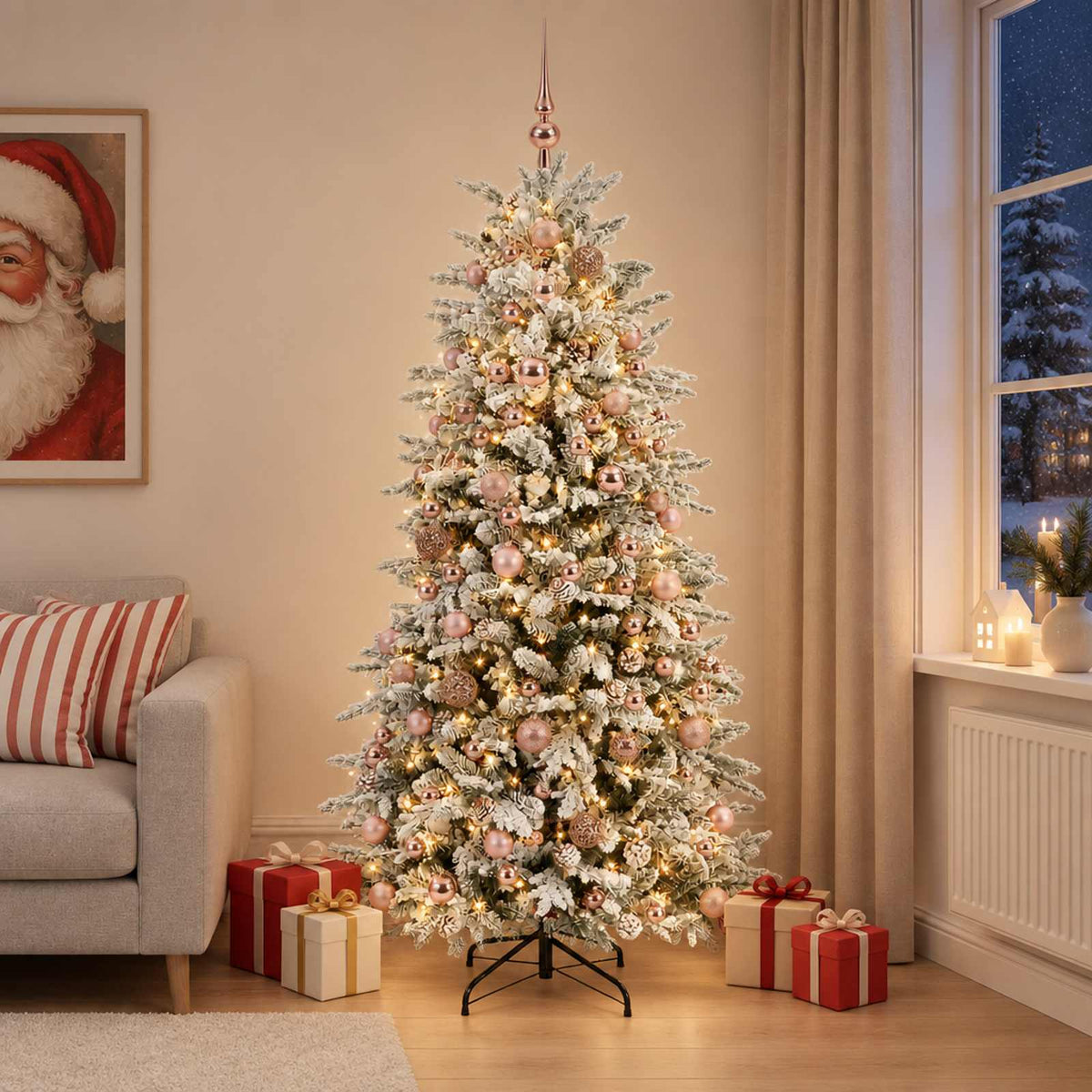 Dirbtinė Kalėdų eglutė su burbulais 210 cm 300 LED Šilta balta