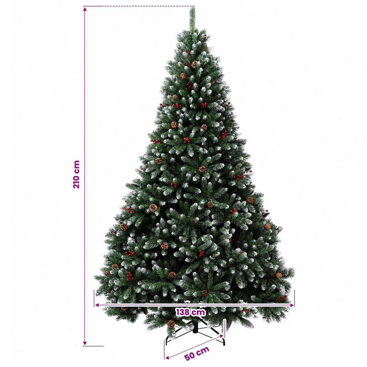 Dirbtinė žalia Kalėdų eglutė su žaisliukais 210 cm 300 LED