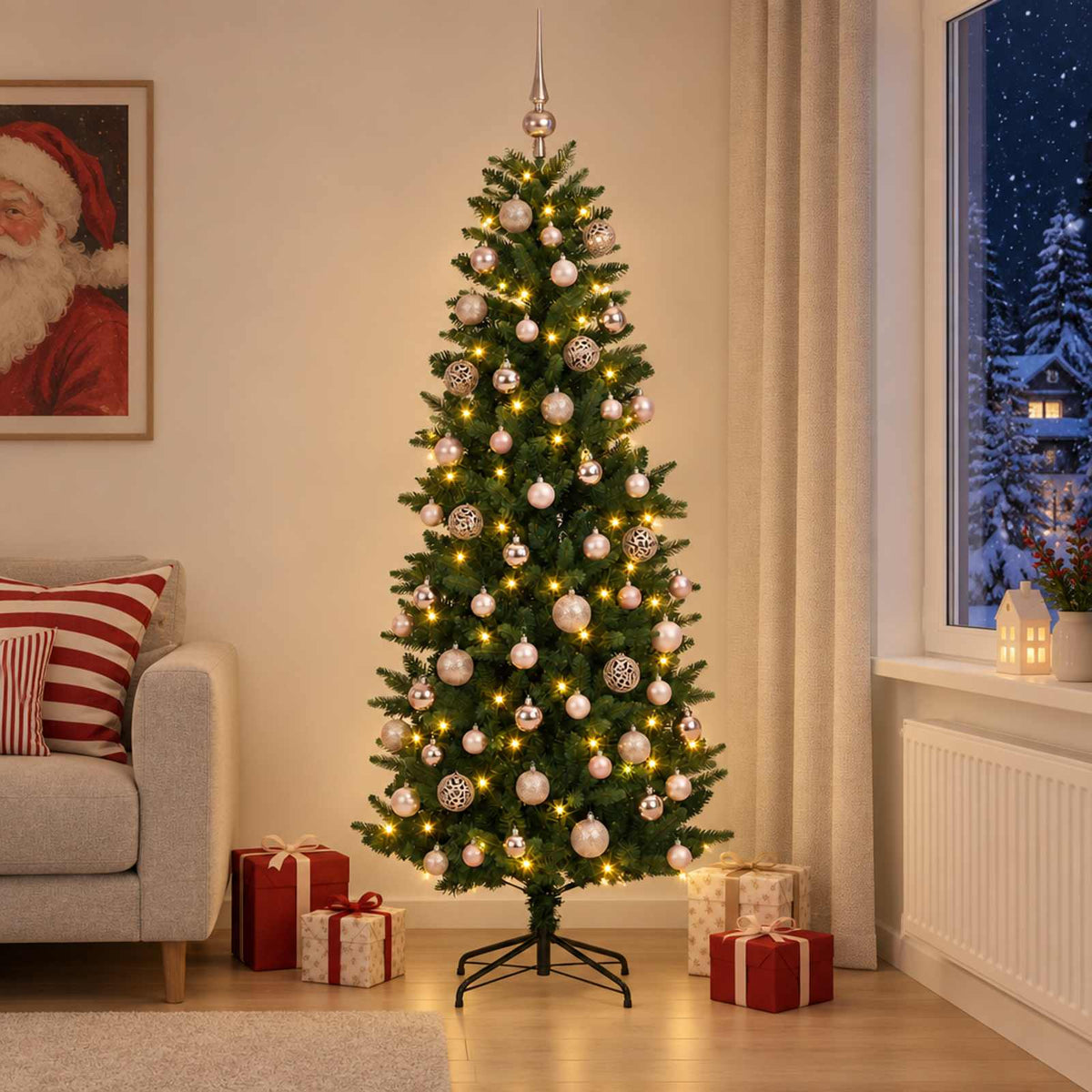 Dirbtinė Kalėdų eglutė su burbulais 180 cm 300 LED Šilta balta