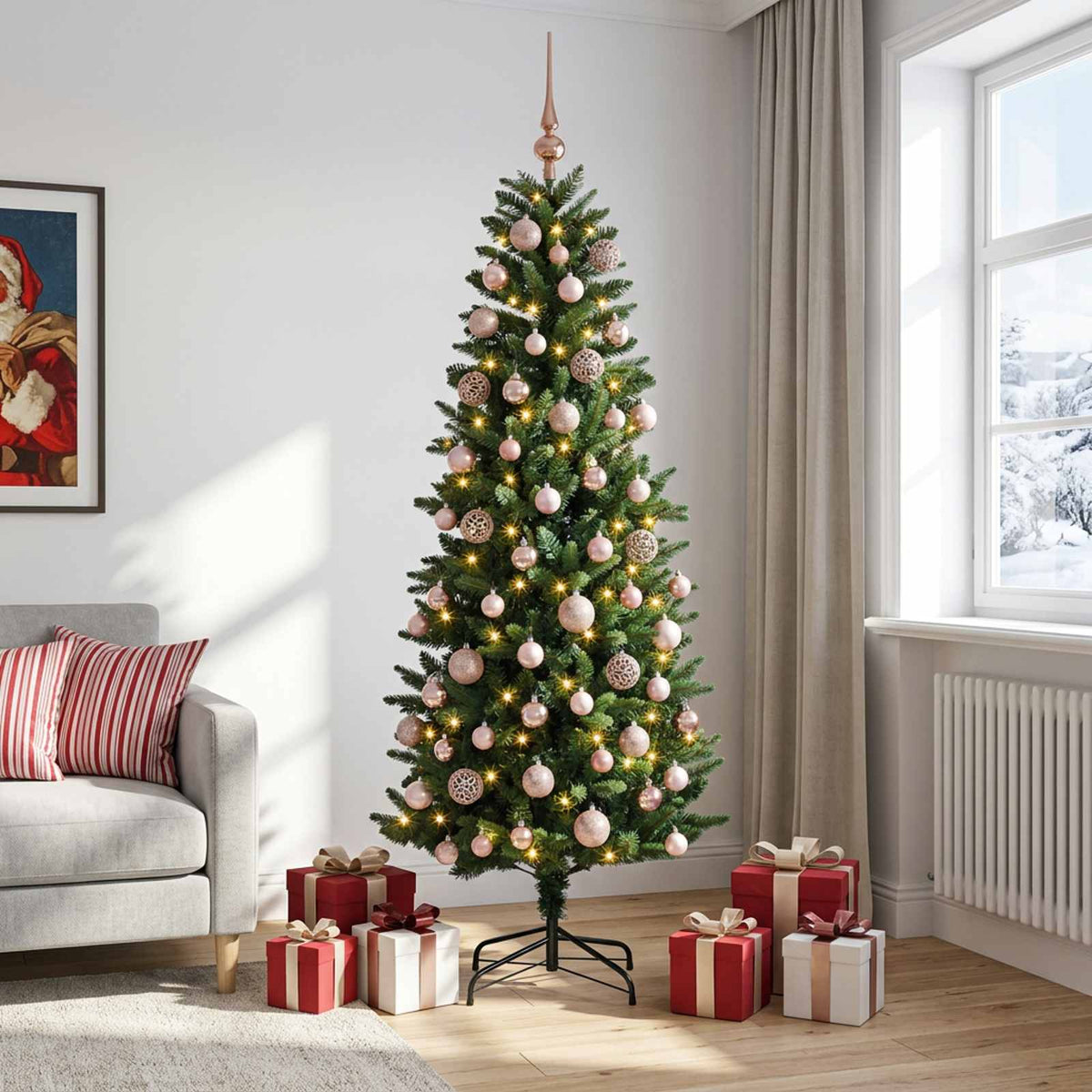 Dirbtinė Kalėdų eglutė su burbulais 180 cm 300 LED Šilta balta