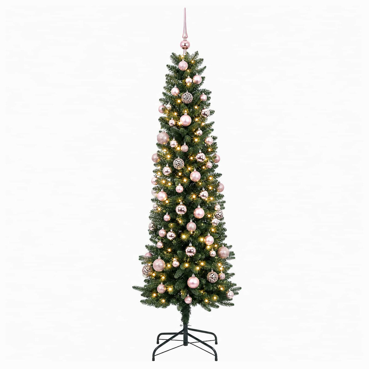 Dirbtinė siaura kalėdinė eglutė su žaisliuku 240 cm 300 LED