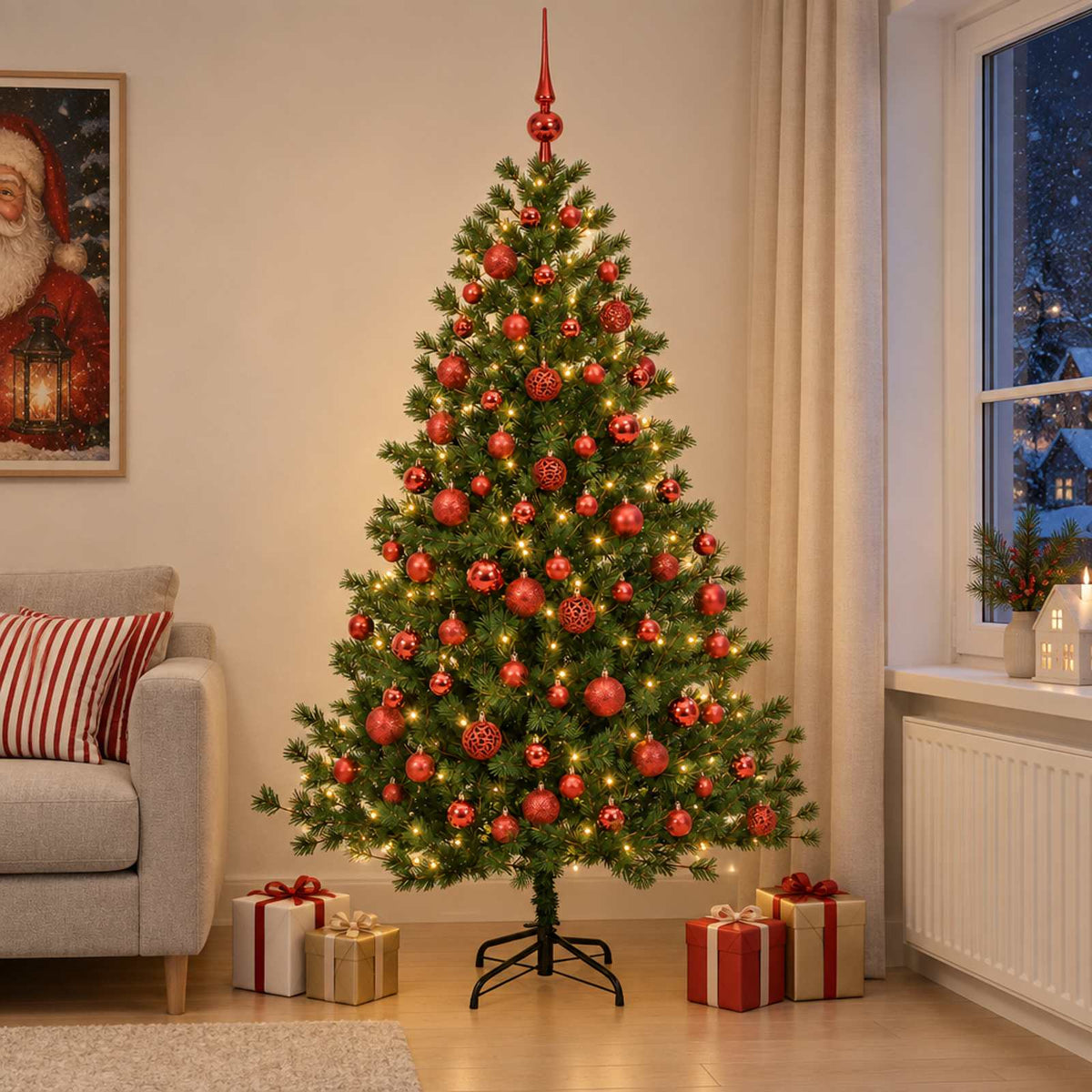 Dirbtinė kalėdinė eglutė su rutuliuku 180 cm 300 LED