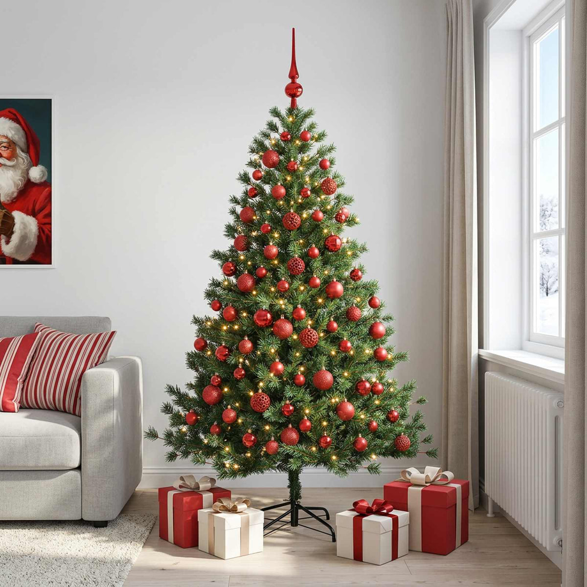 Dirbtinė kalėdinė eglutė su rutuliuku 180 cm 300 LED