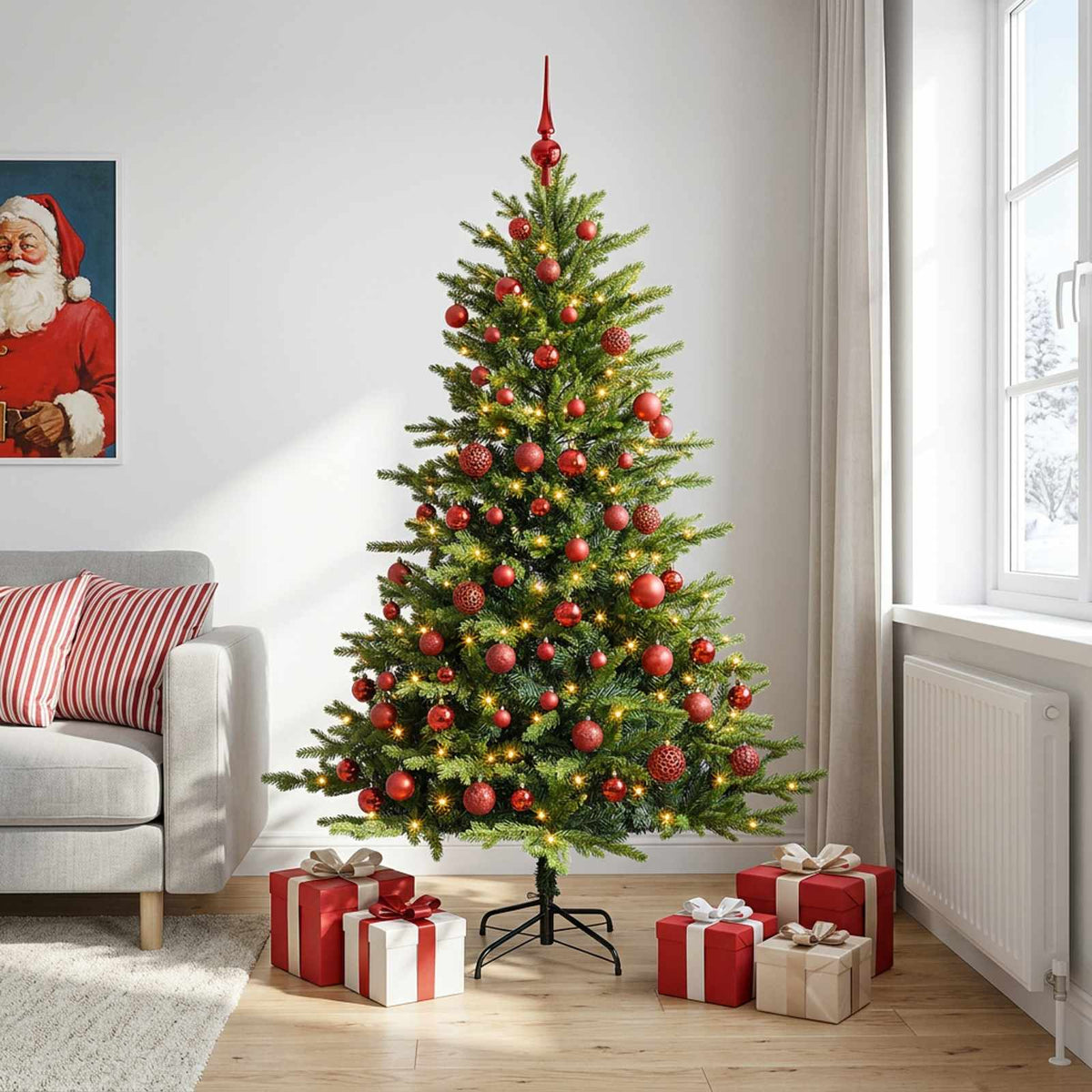 Dirbtinė Kalėdų eglutė su burbulais 180 cm 300 LED Šilta balta
