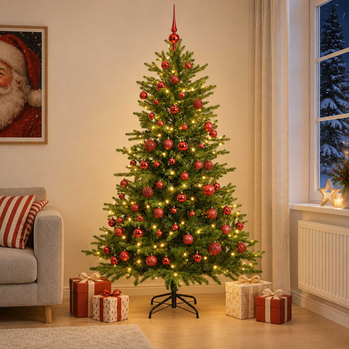 Dirbtinė Kalėdų eglutė su burbulais 180 cm 300 LED Šilta balta