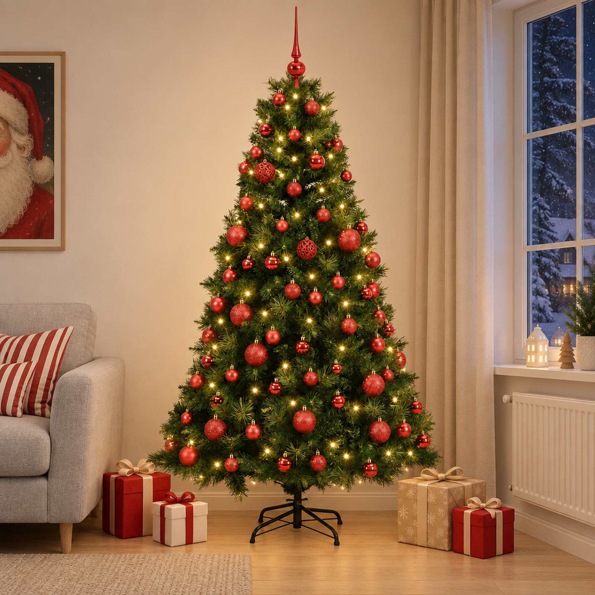 Dirbtinė kalėdinė eglutė su rutuliuku 210 cm 300 LED