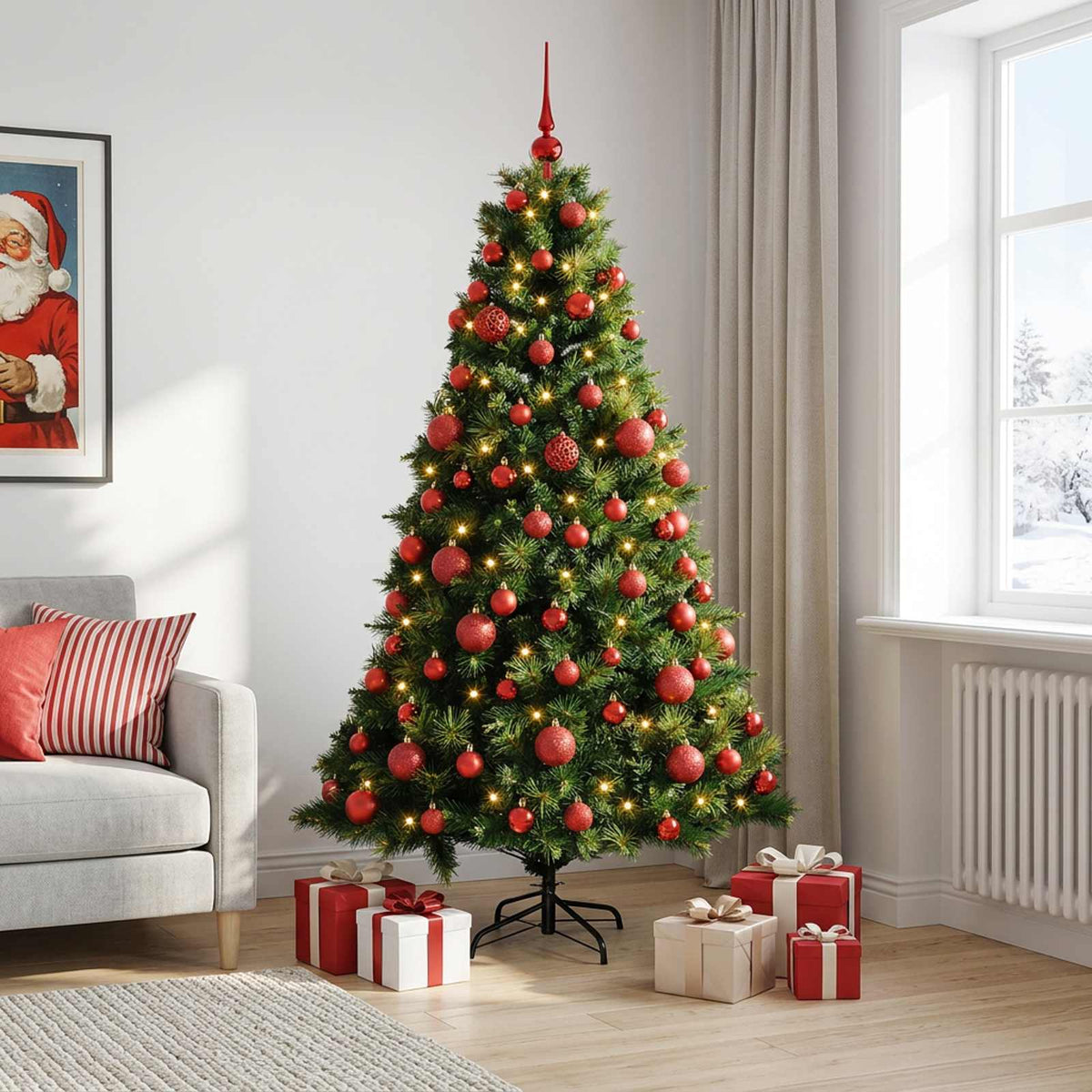 Dirbtinė kalėdinė eglutė su rutuliuku 210 cm 300 LED
