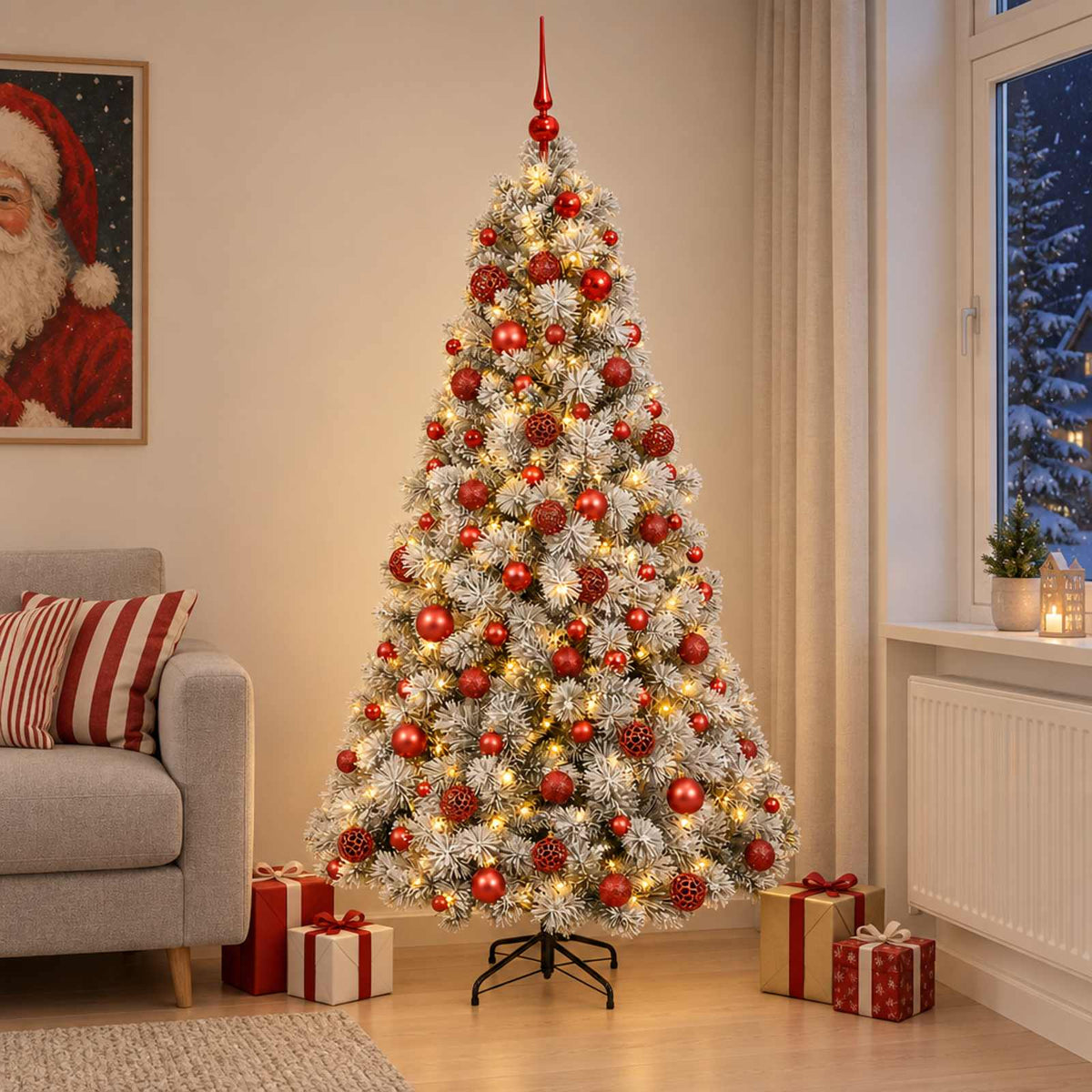 Dirbtinė kalėdinė eglutė su rutuliuku 180 cm 300 LED