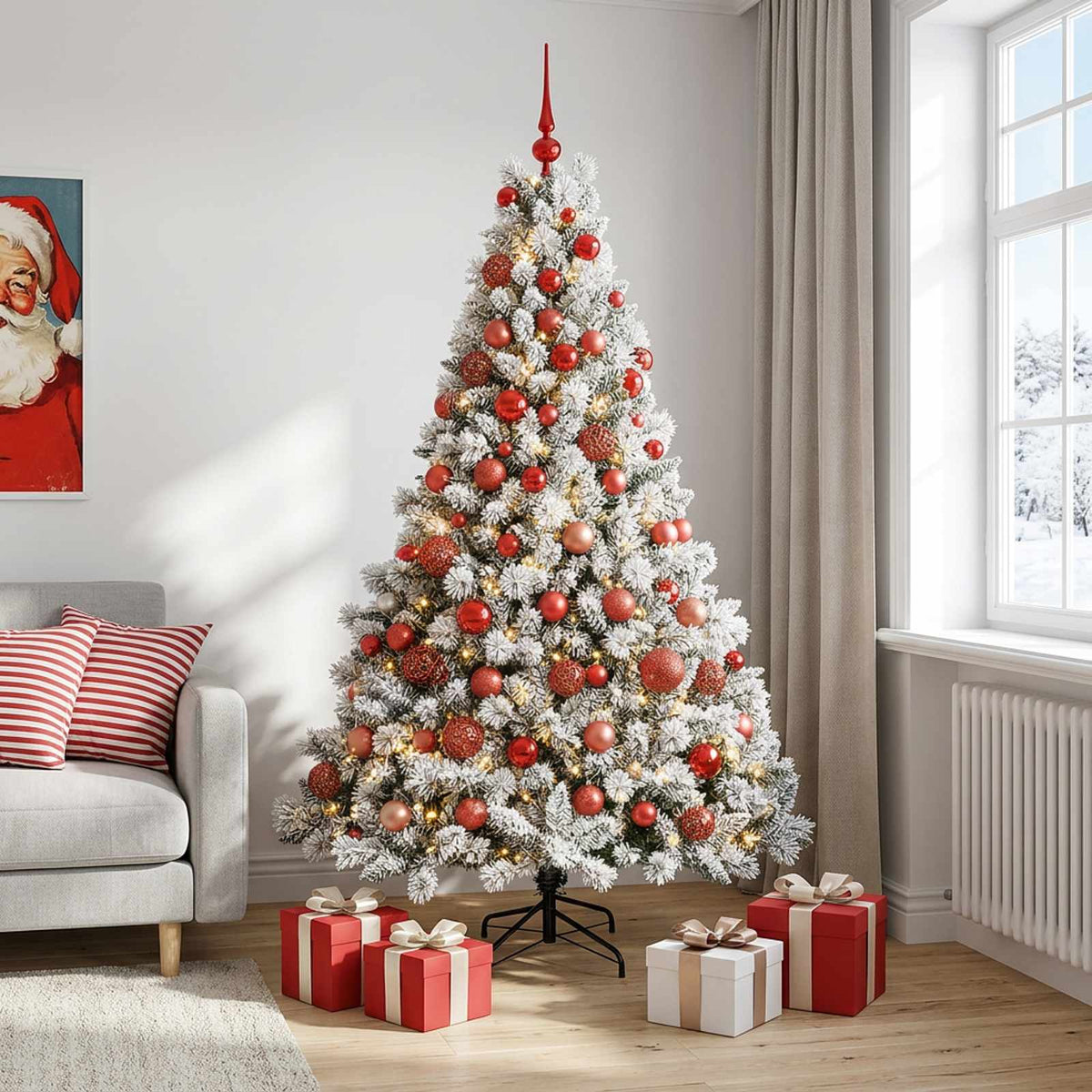 Dirbtinė Kalėdų eglutė su burbulais 210 cm 300 LED Šilta balta