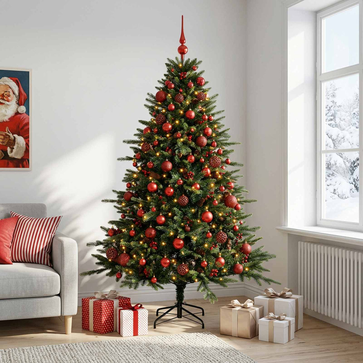 Dirbtinė kalėdinė eglutė su rutuliuku 180 cm 300 LED