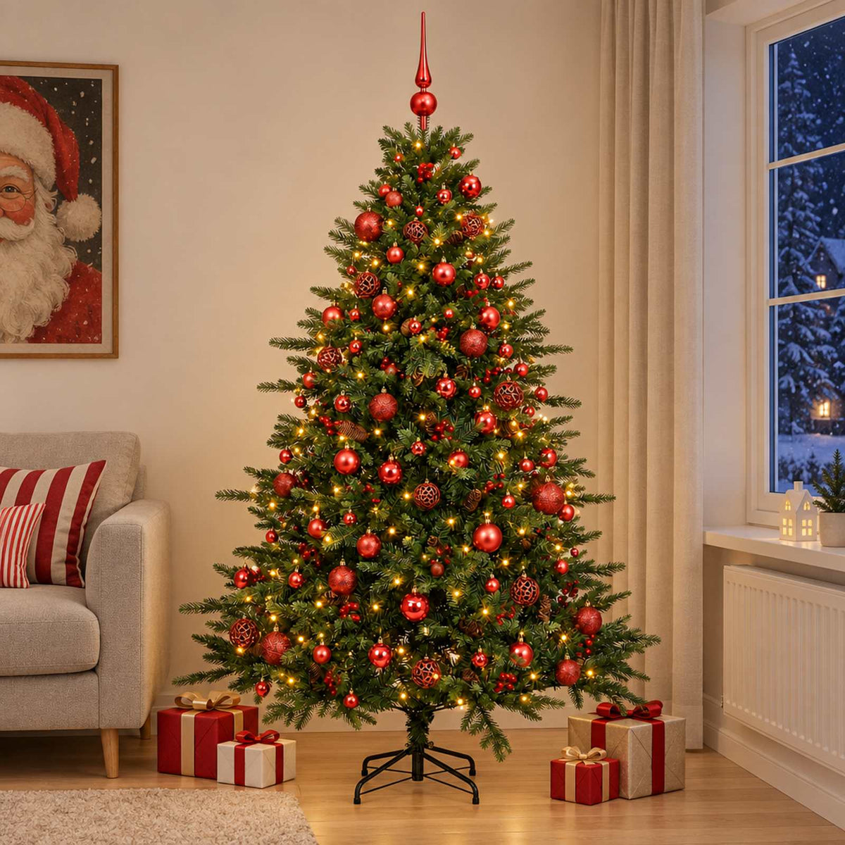 Dirbtinė kalėdinė eglutė su rutuliuku 180 cm 300 LED