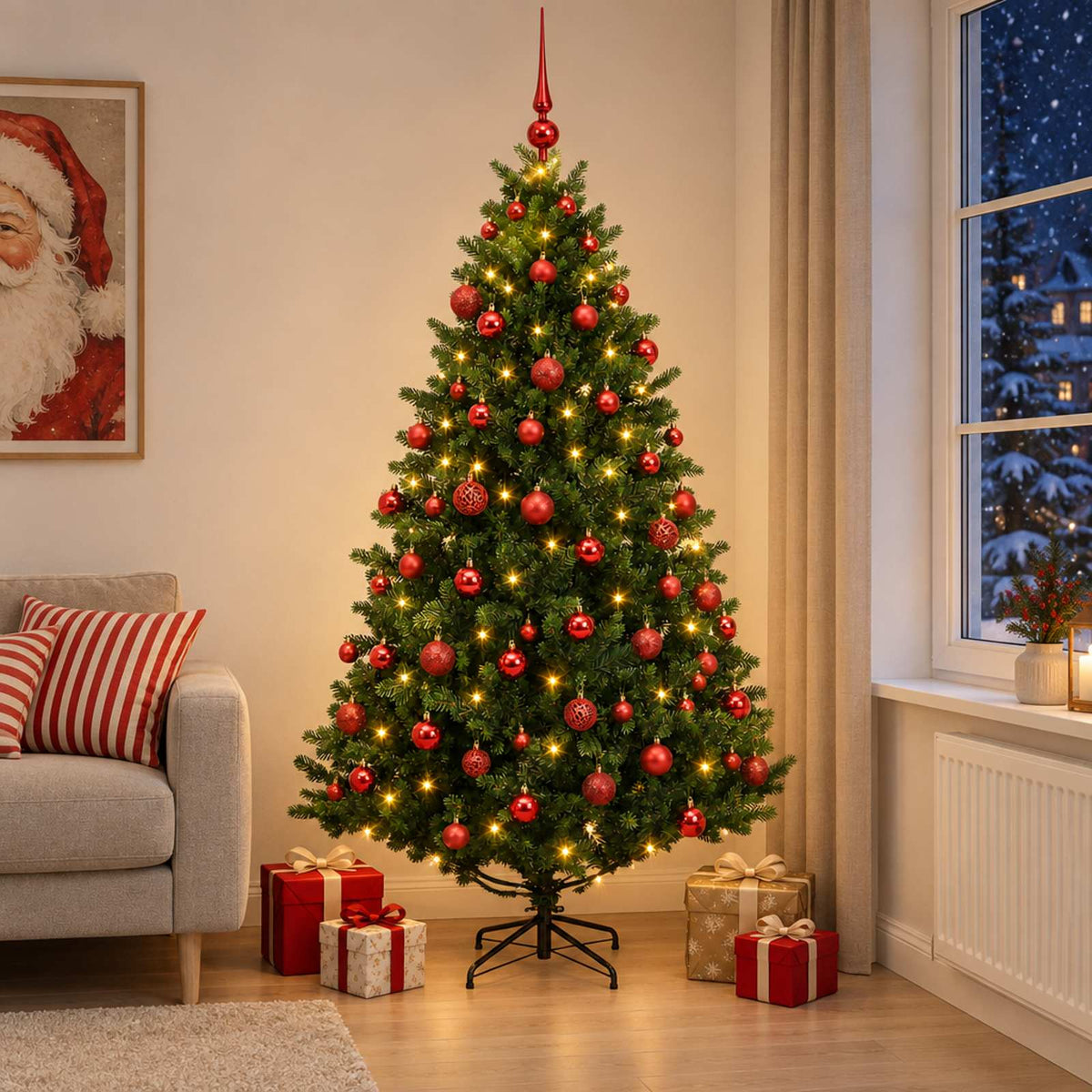 Dirbtinė Kalėdų eglutė su burbulais 240 cm 300 LED Šilta balta