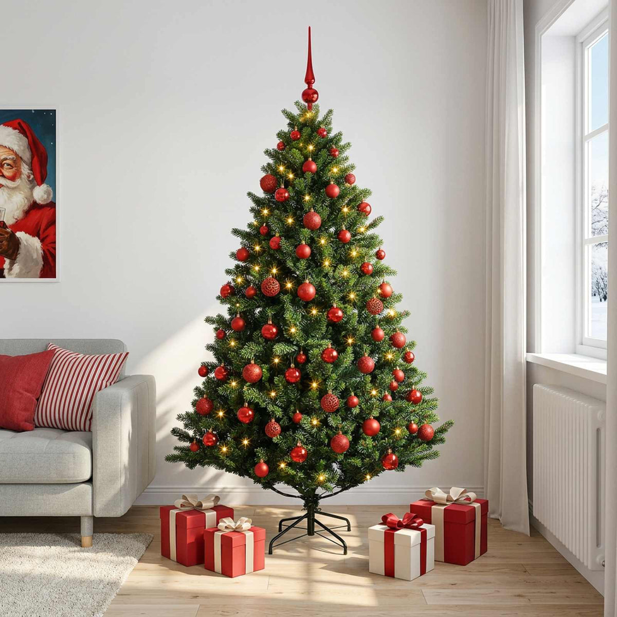 Dirbtinė Kalėdų eglutė su burbulais 240 cm 300 LED Šilta balta