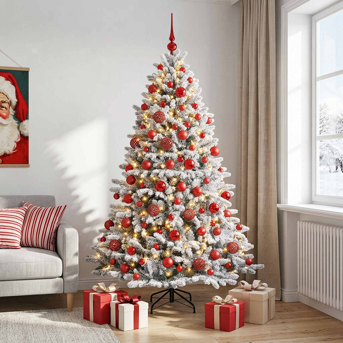 Dirbtinė Kalėdų eglutė su burbulais 180 cm 300 LED Šilta balta