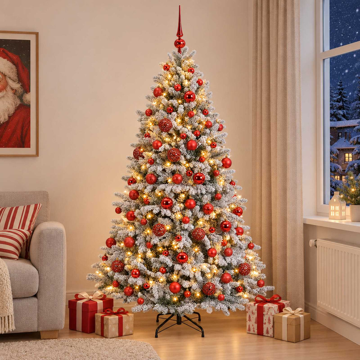 Dirbtinė Kalėdų eglutė su burbulais 180 cm 300 LED Šilta balta