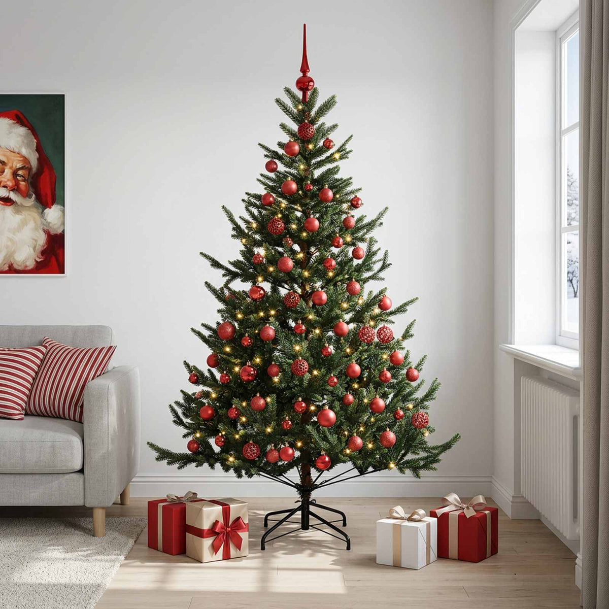 Dirbtinė kalėdinė eglutė su rutuliuku 180 cm 300 LED