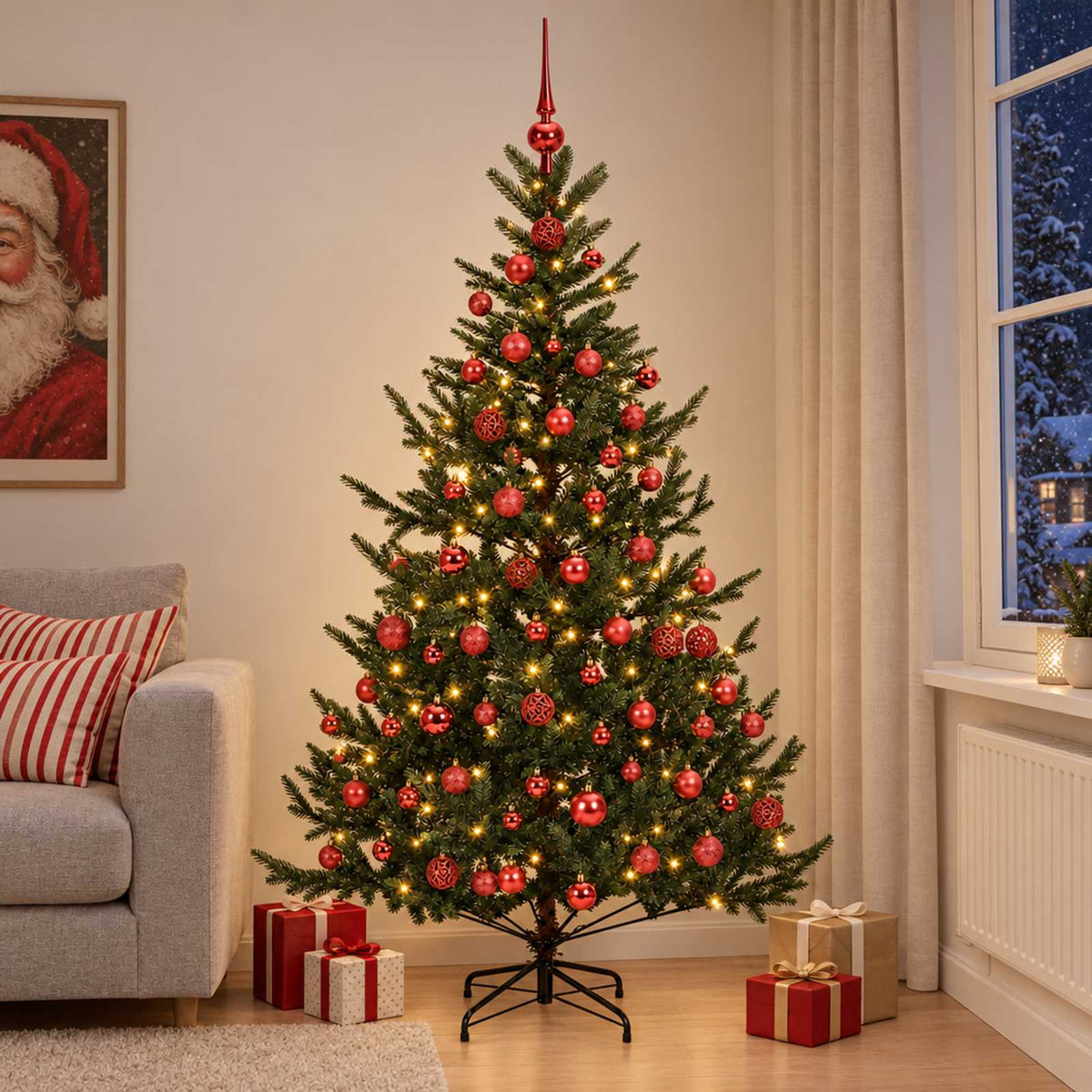 Dirbtinė kalėdinė eglutė su rutuliuku 180 cm 300 LED