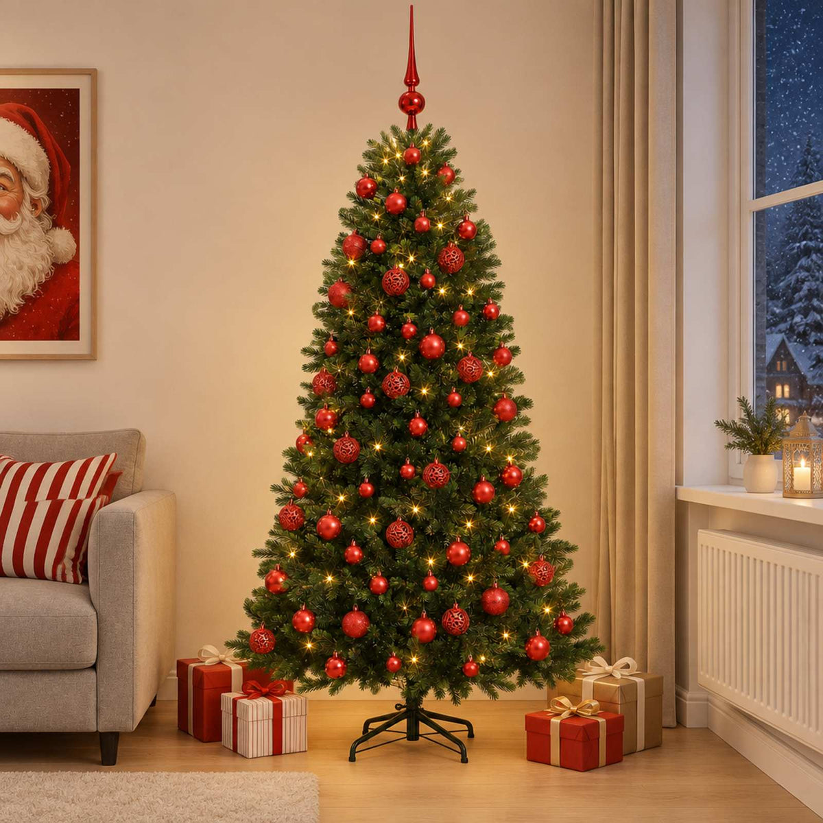 Dirbtinė Kalėdų eglutė su burbulais 180 cm 300 LED Šilta balta