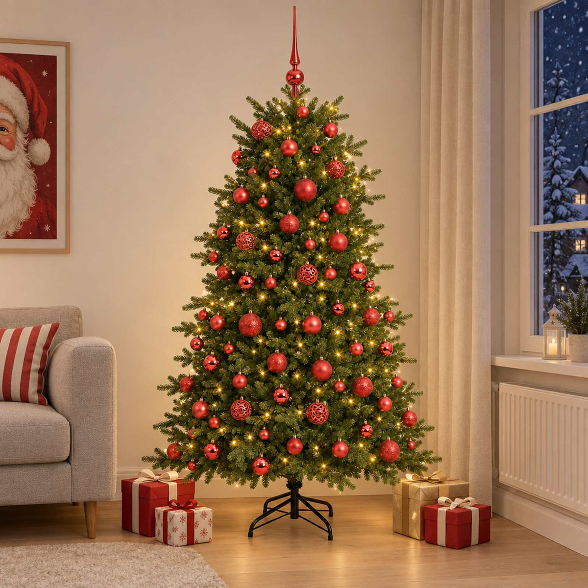 Dirbtinė kalėdinė eglutė su rutuliuku 180 cm 300 LED