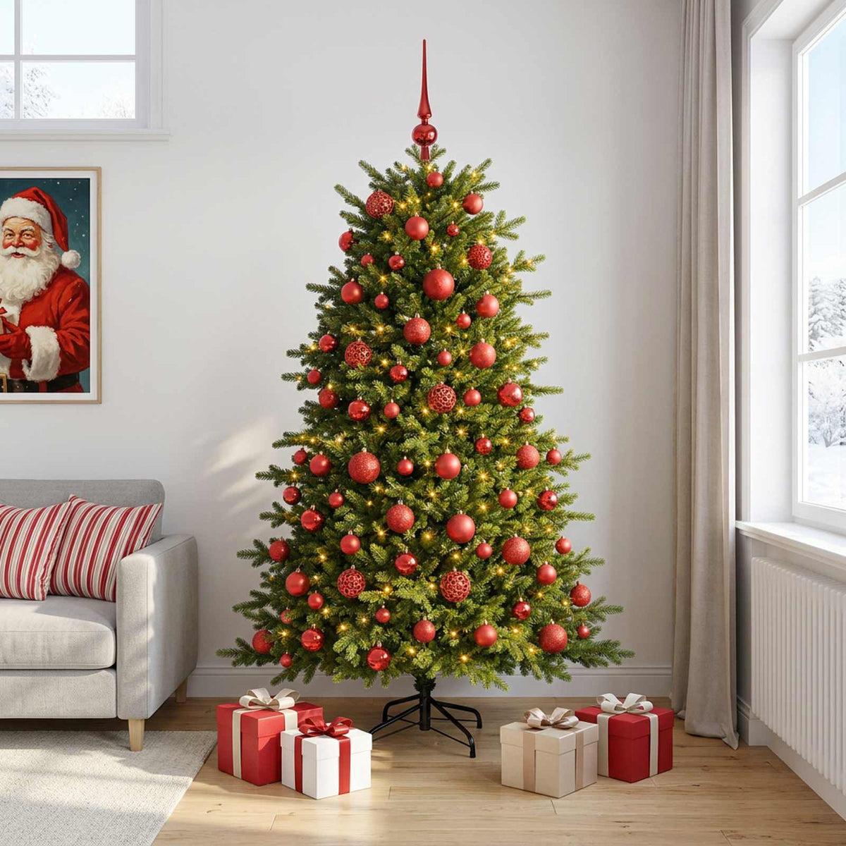 Dirbtinė kalėdinė eglutė su rutuliuku 180 cm 300 LED