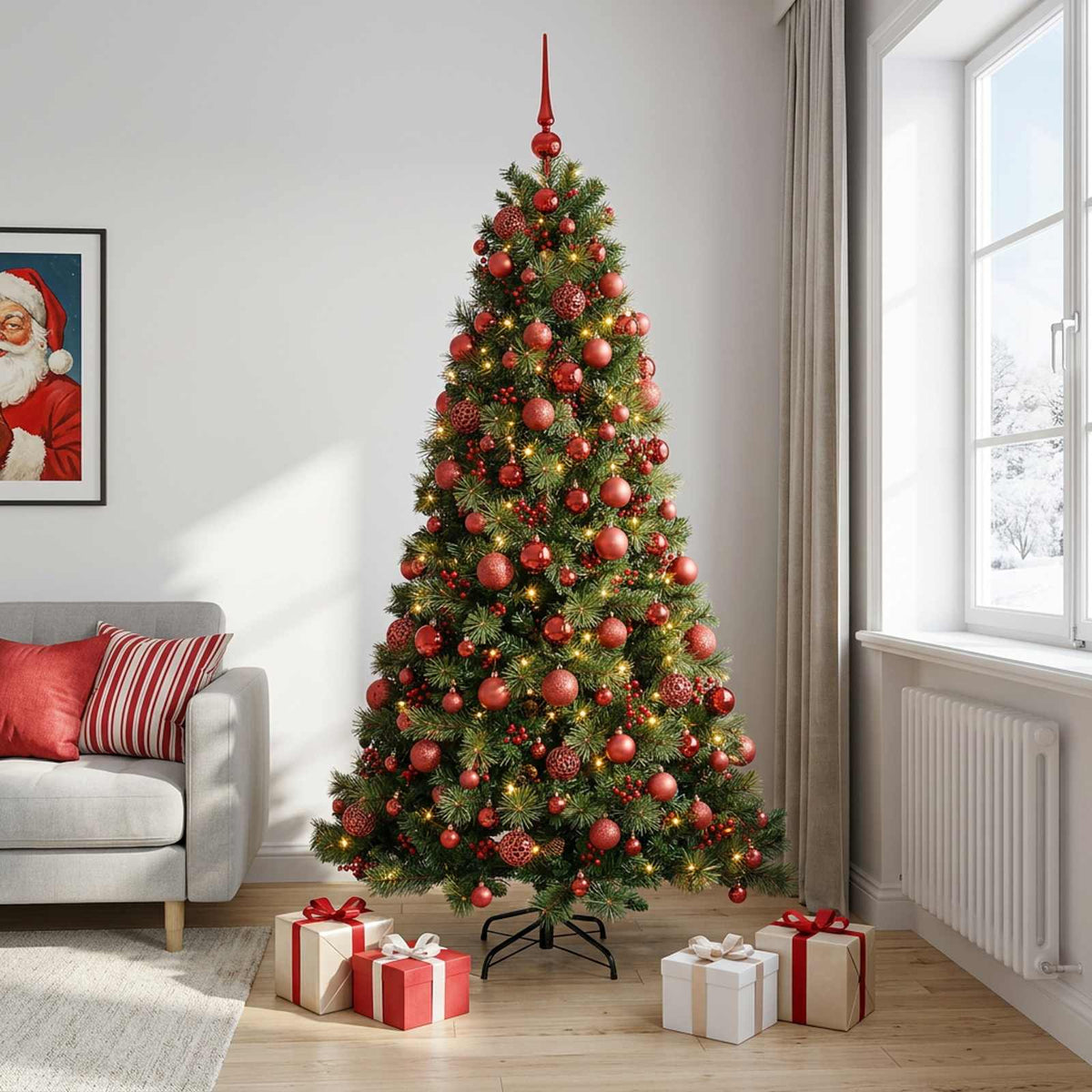 Dirbtinė kalėdinė eglutė su rutuliuku 180 cm 300 LED
