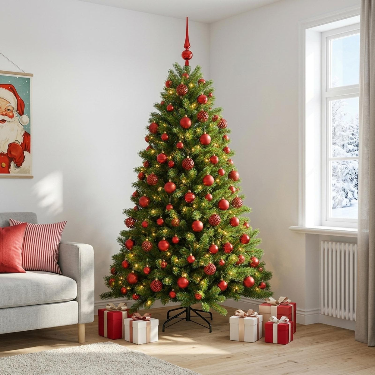 Dirbtinė Kalėdų eglutė su burbulais 180 cm 300 LED Šilta balta