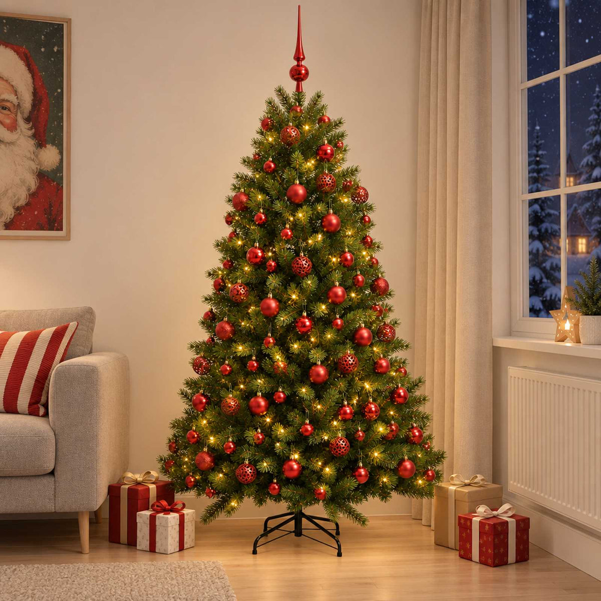 Dirbtinė Kalėdų eglutė su burbulais 180 cm 300 LED Šilta balta