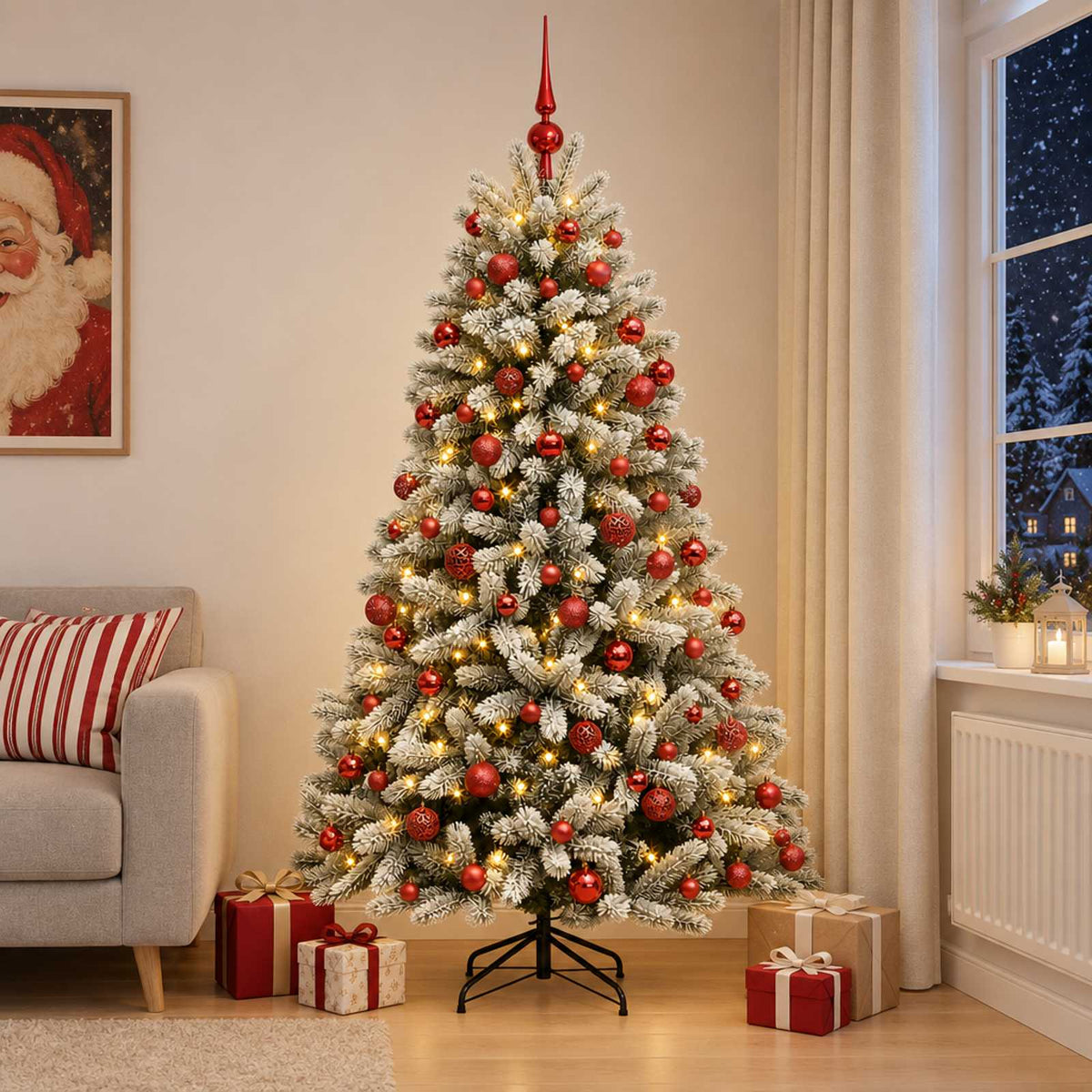 Dirbtinė Kalėdų eglutė su burbulais 240 cm 300 LED Šilta balta