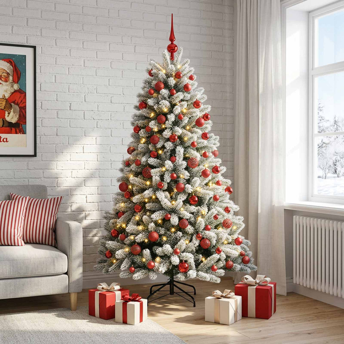 Dirbtinė Kalėdų eglutė su burbulais 210 cm 300 LED Šilta balta