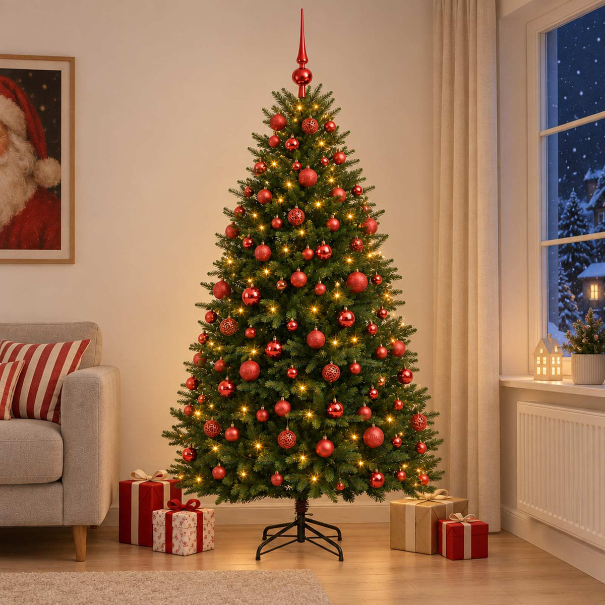 Dirbtinė Kalėdų eglutė su burbulais 180 cm 300 LED Šilta balta