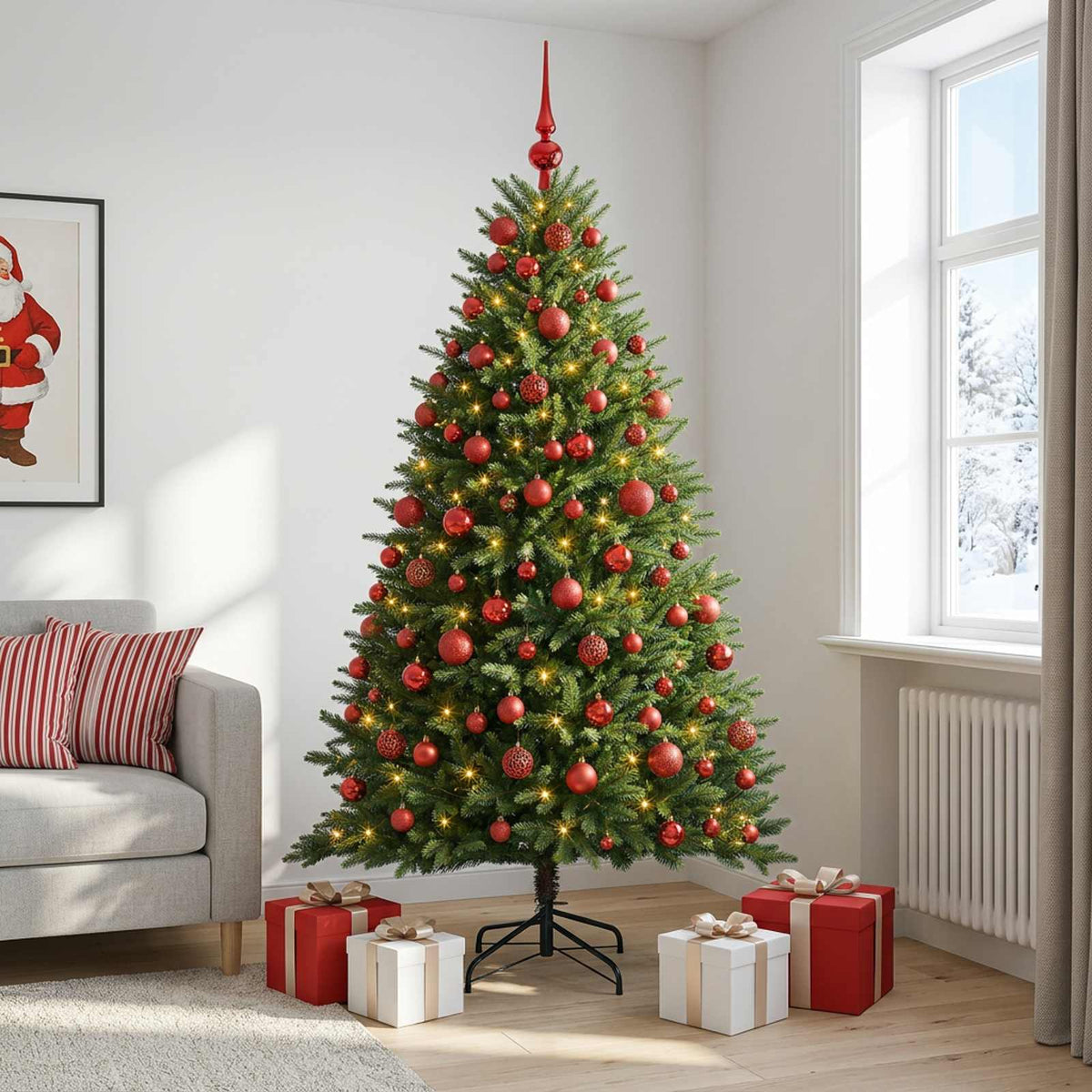 Dirbtinė Kalėdų eglutė su burbulais 180 cm 300 LED Šilta balta
