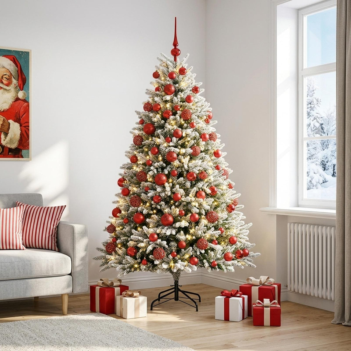 Dirbtinė Kalėdų eglutė su burbulais 240 cm 300 LED Šilta balta