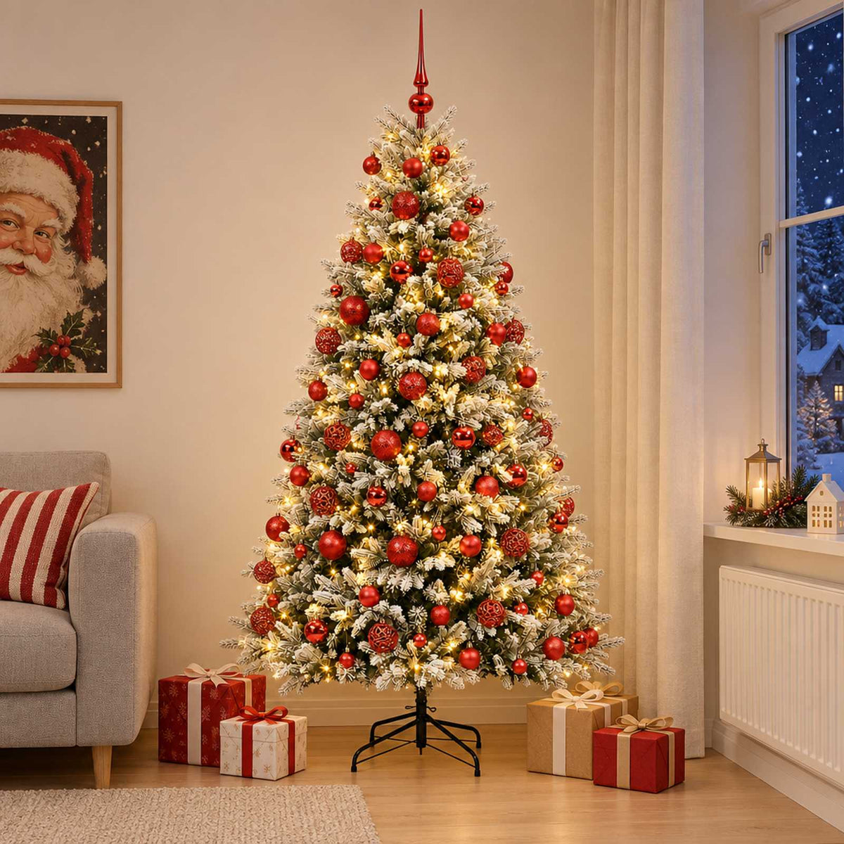 Dirbtinė Kalėdų eglutė su burbulais 240 cm 300 LED Šilta balta