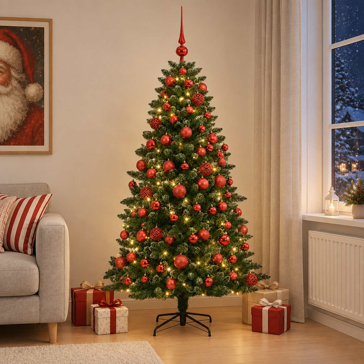 Dirbtinė Kalėdų eglutė su burbulais 180 cm 300 LED Šilta balta