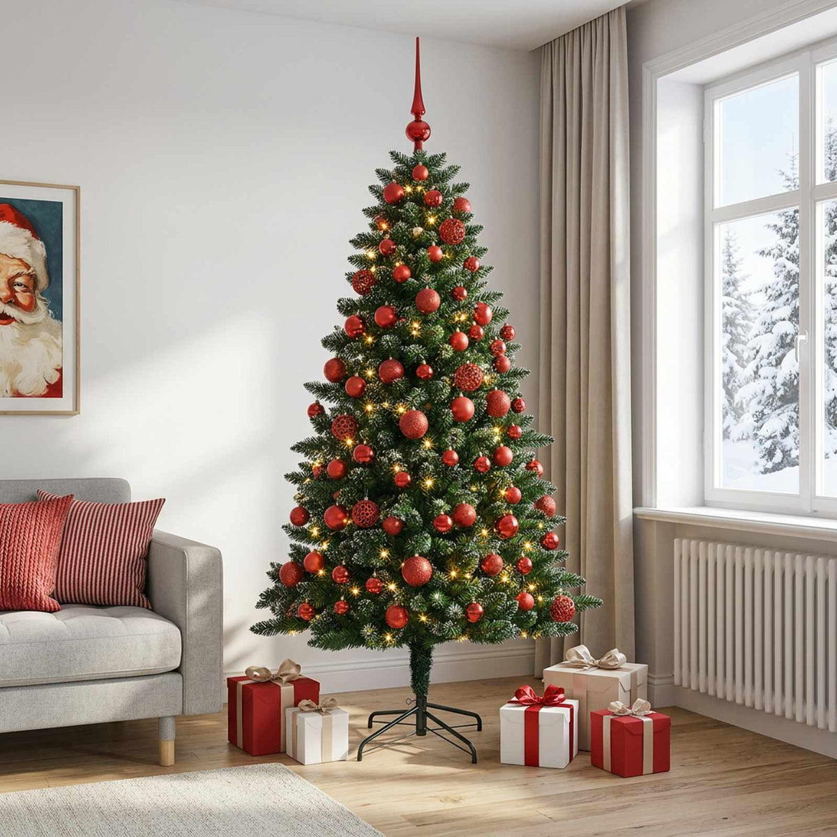 Dirbtinė Kalėdų eglutė su burbulais 180 cm 300 LED Šilta balta