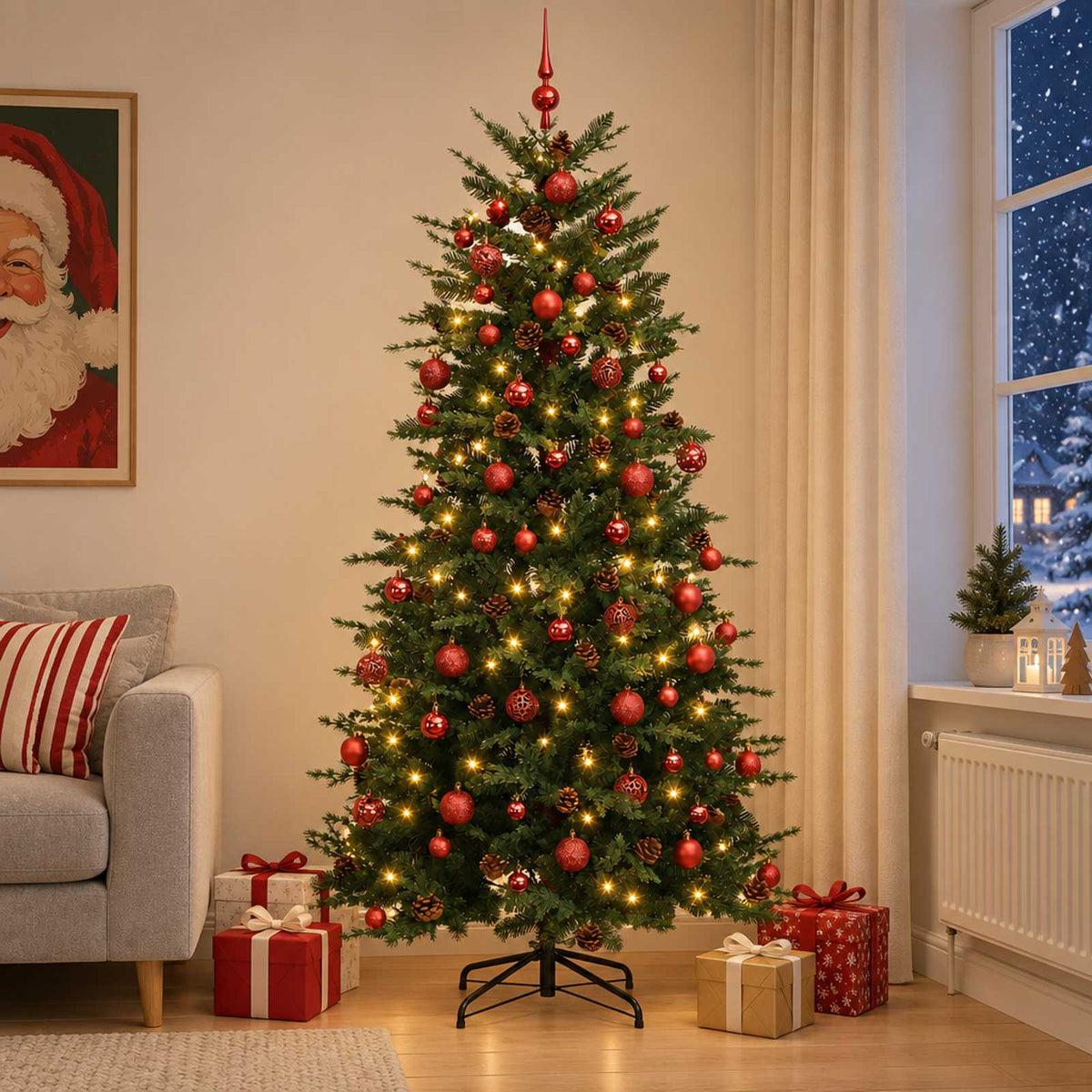 Dirbtinė Kalėdų eglutė su burbulais 210 cm 300 LED Šilta balta