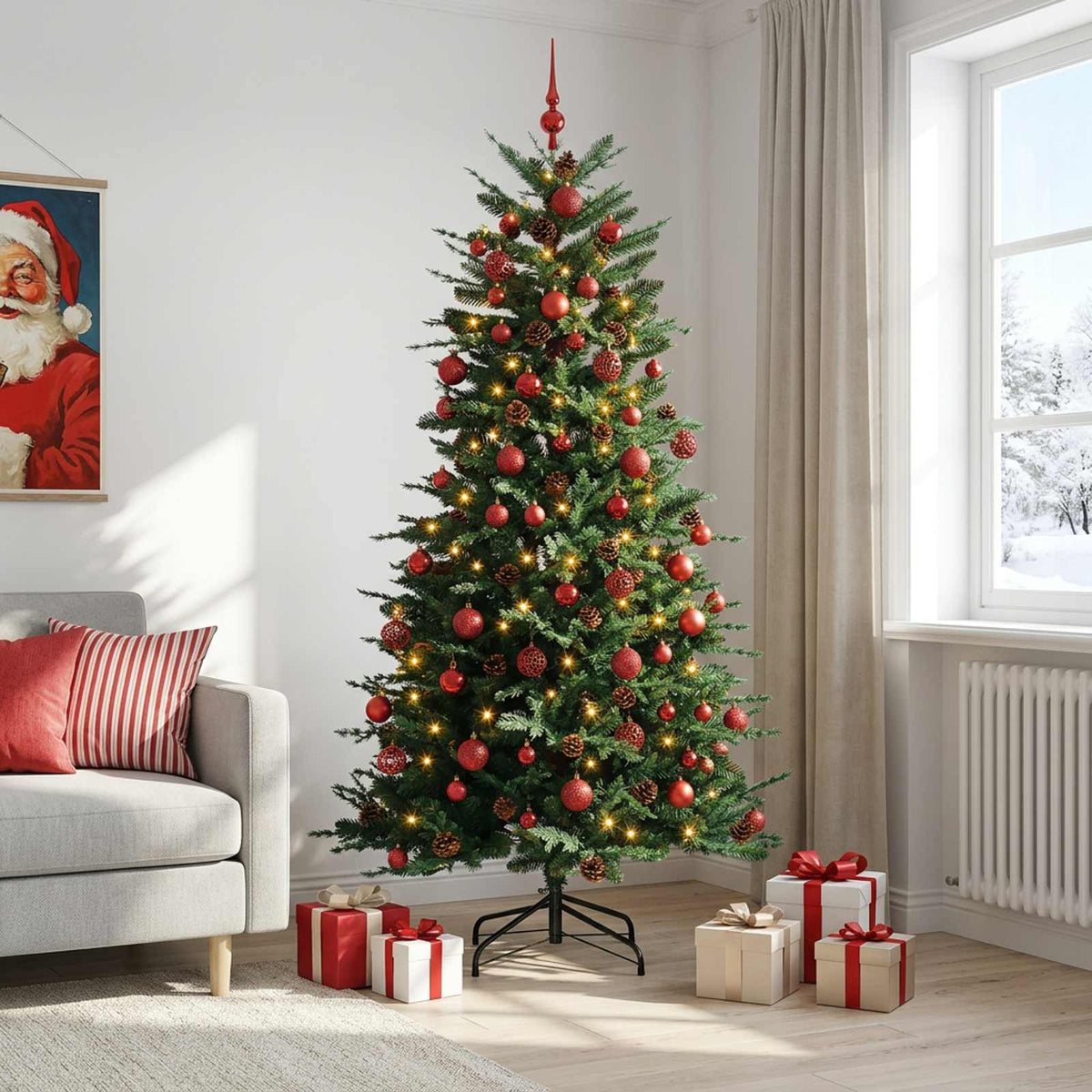 Dirbtinė Kalėdų eglutė su burbulais 210 cm 300 LED Šilta balta