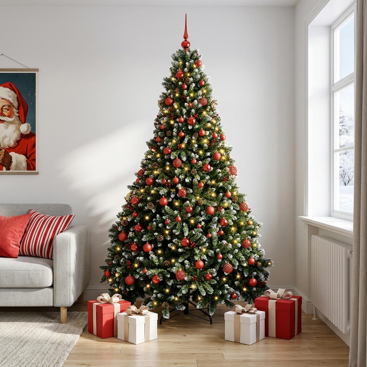 Dirbtinė kalėdinė eglutė, žalia su žaisliuku 210 cm 300 LED