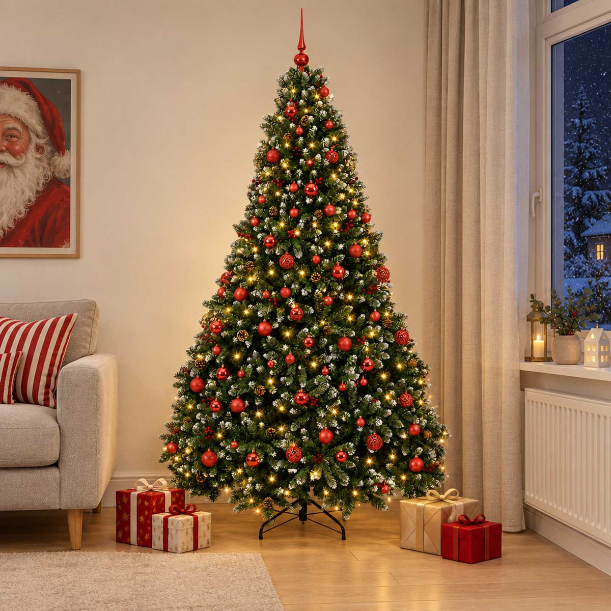 Dirbtinė Kalėdų eglutė, žalia su žaisliukais 240 cm 300 LED
