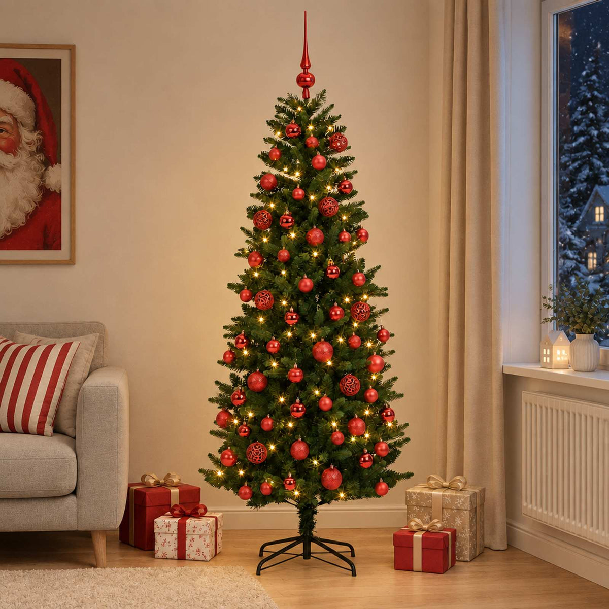 Dirbtinė Kalėdų eglutė su burbulais 210 cm 300 LED Šilta balta