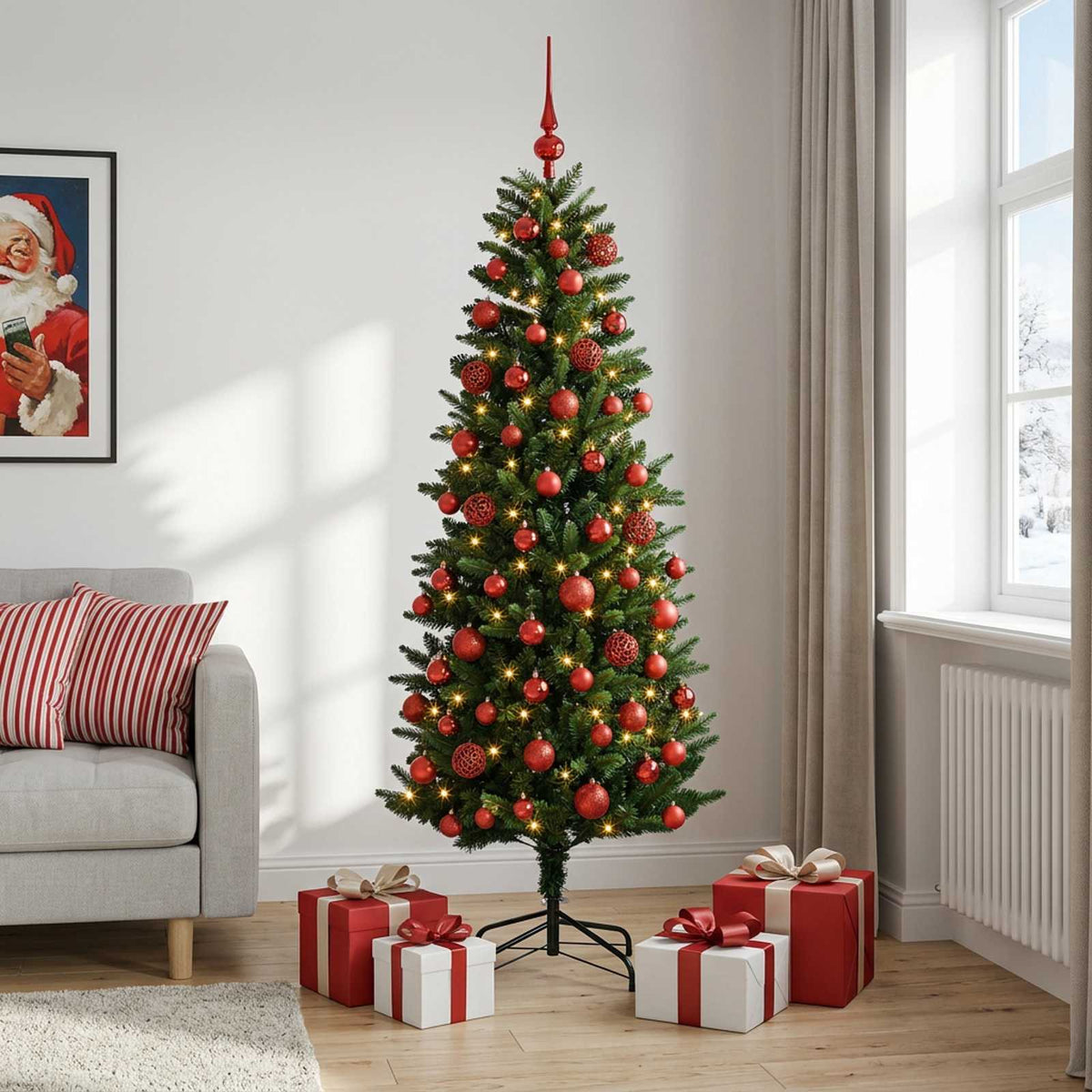 Dirbtinė Kalėdų eglutė su burbulais 210 cm 300 LED Šilta balta