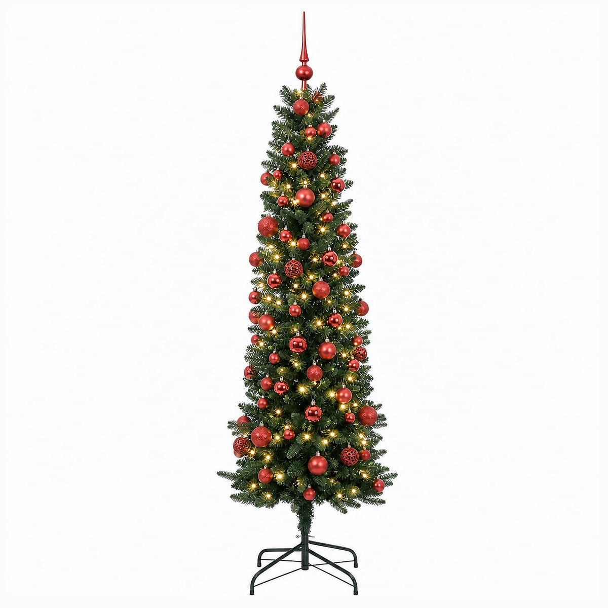 Dirbtinė siaura kalėdinė eglutė su žaisliuku 180 cm 300 LED