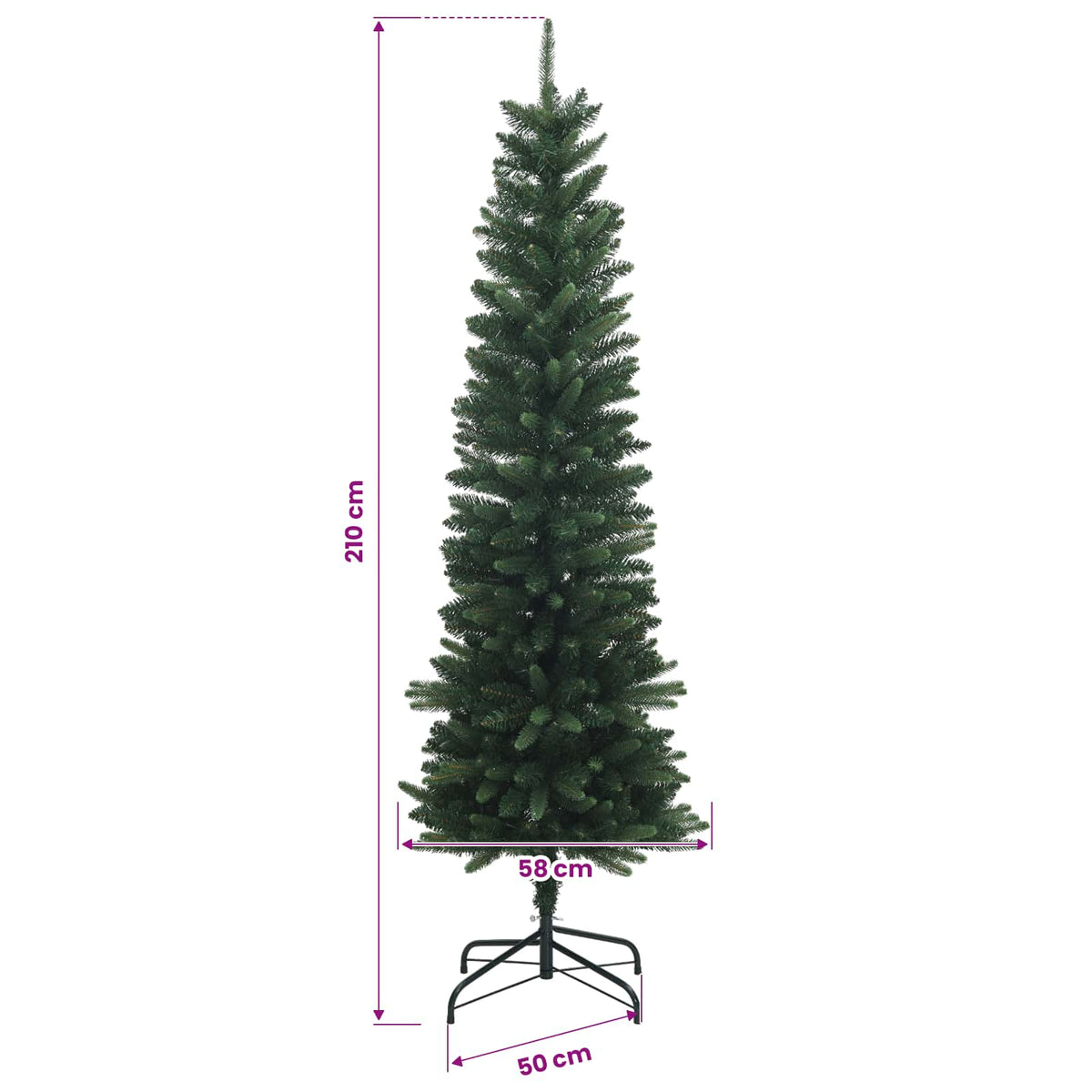 Dirbtinė siaura kalėdinė eglutė su žaisliuku 210 cm 300 LED