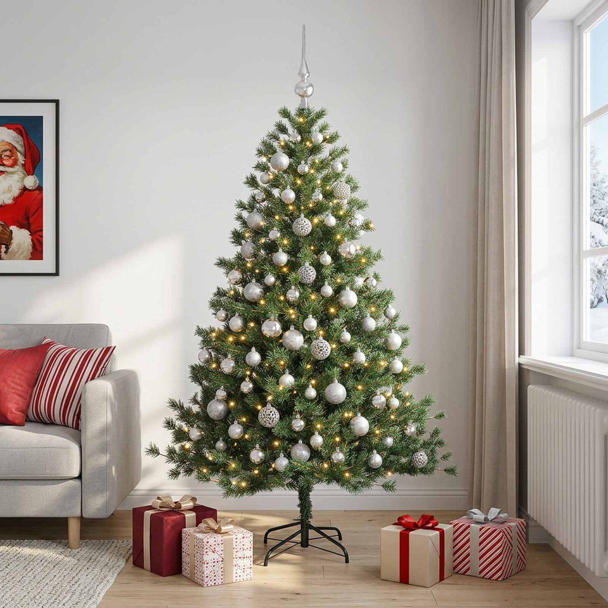 Dirbtinė kalėdinė eglutė su rutuliuku 210 cm 300 LED