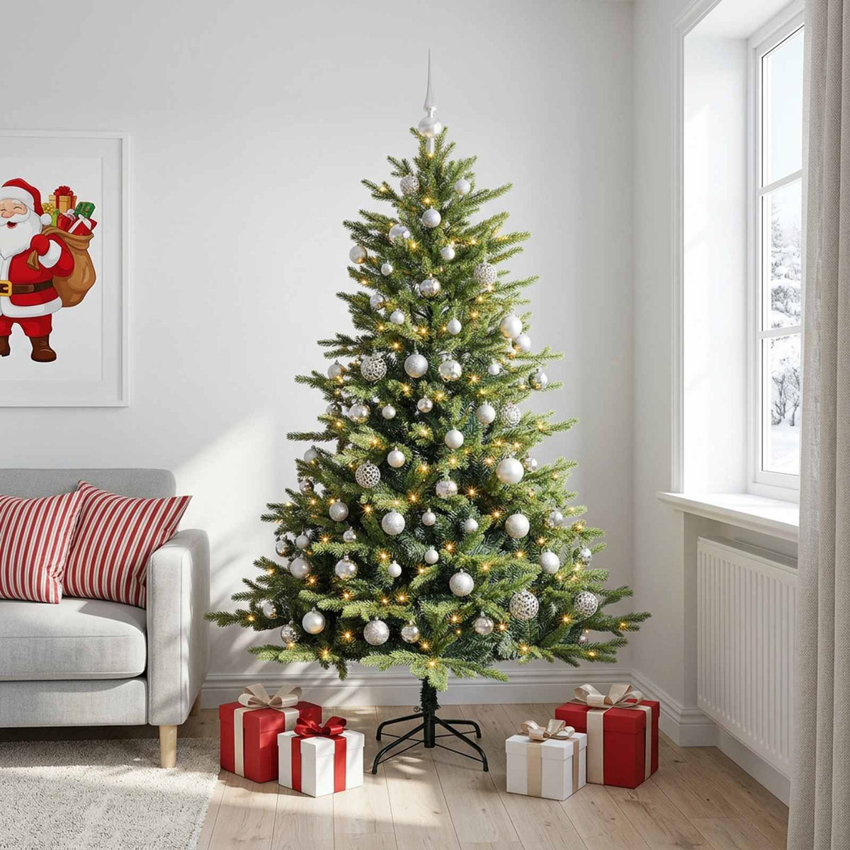 Dirbtinė kalėdinė eglutė su rutuliuku 210 cm 300 LED