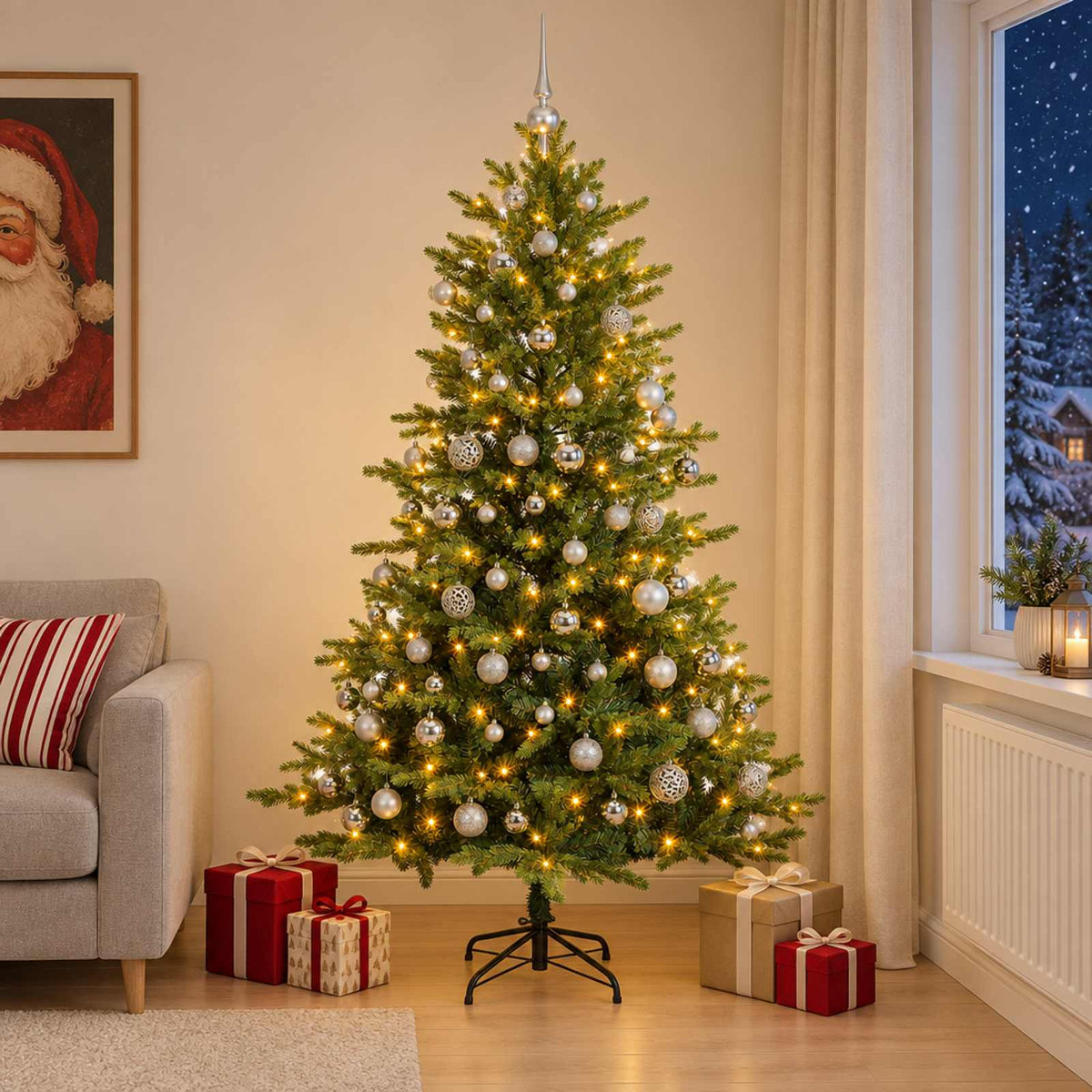 Dirbtinė kalėdinė eglutė su rutuliuku 210 cm 300 LED
