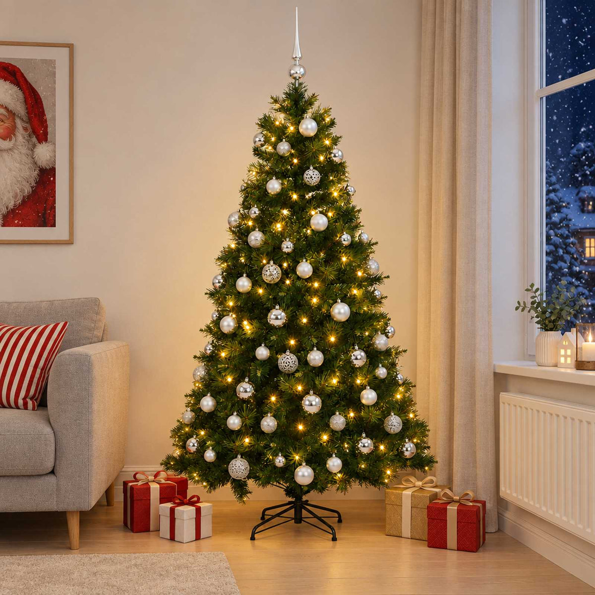 Dirbtinė kalėdinė eglutė su rutuliuku 180 cm 300 LED